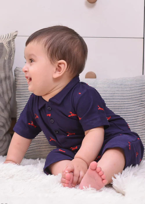 Boys Navy Polo Romper