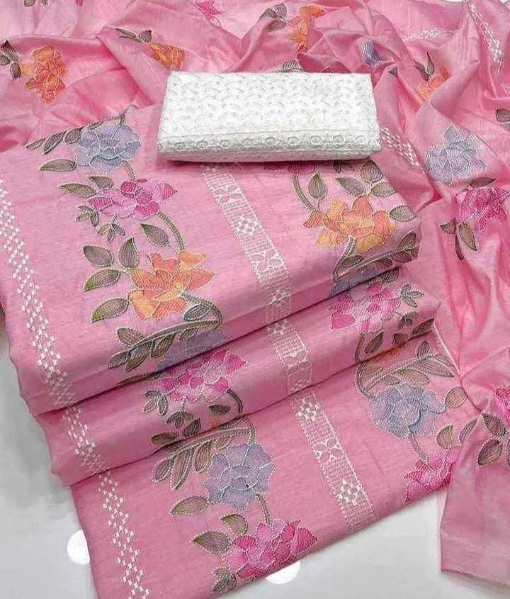 Pink Floral 2pc Kurta Set with Dupatta