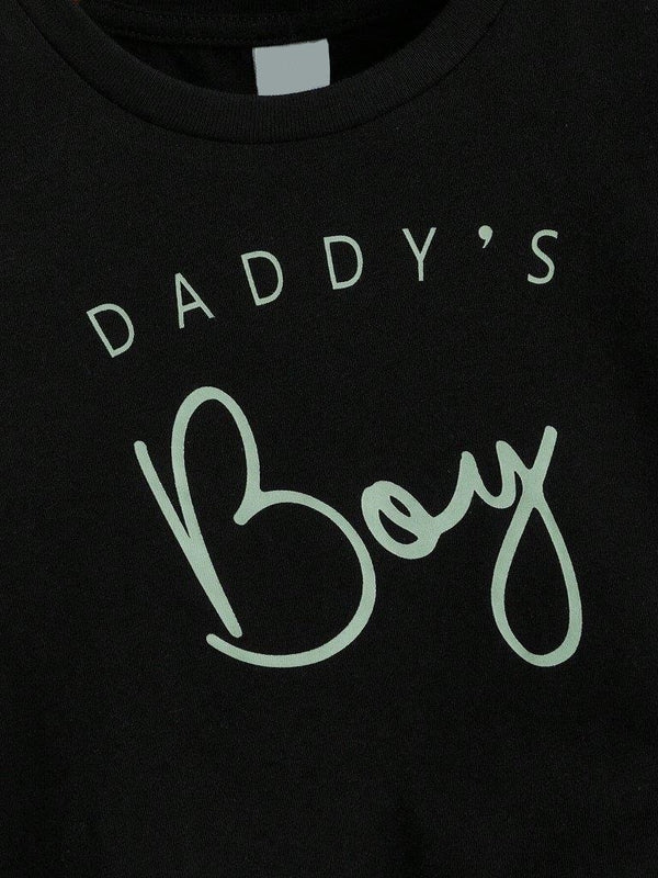 Kids T-Shirt & Short Set Printed Daddys Boy Sea Green
