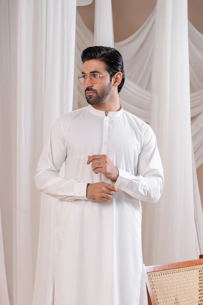 Off White Kurta Trouser/Shalwar - Men