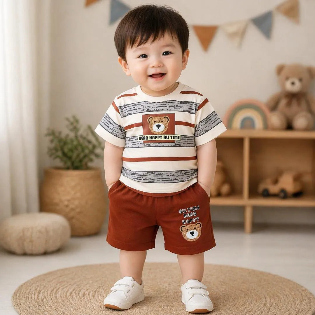 Boy's Printed Cotton Jersey 2Pcs Set Multicolor