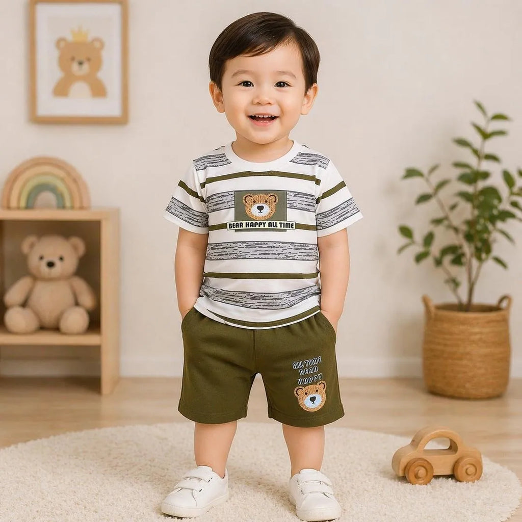 Boy's Printed Cotton Jersey 2Pcs Set Multicolor