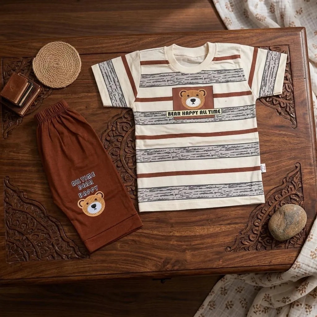 Boy's Printed Cotton Jersey 2Pcs Set Multicolor