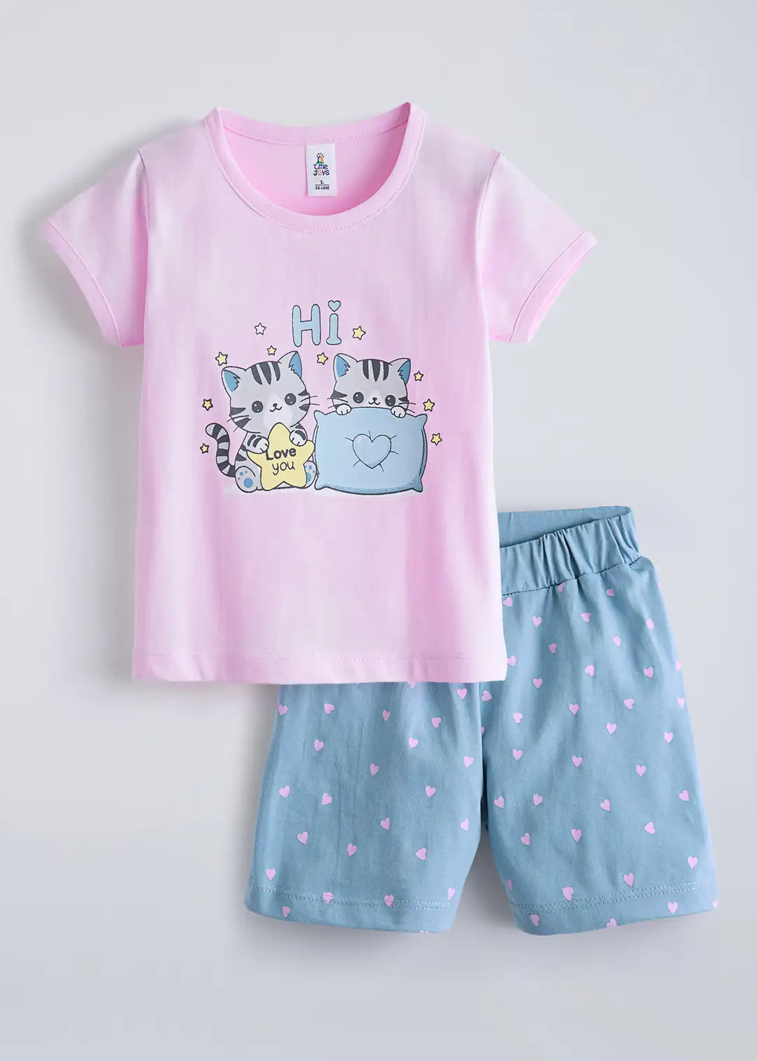 Kitten Hearts Cotton Short Set