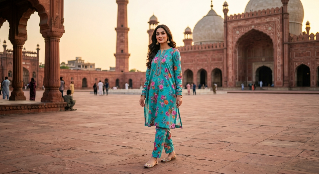 Turquoise Floral Digital Print Lawn 2-Piece Suit