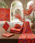 2-Pcs Unstitched Lawn Printed Suit – Vibrant Red Floral